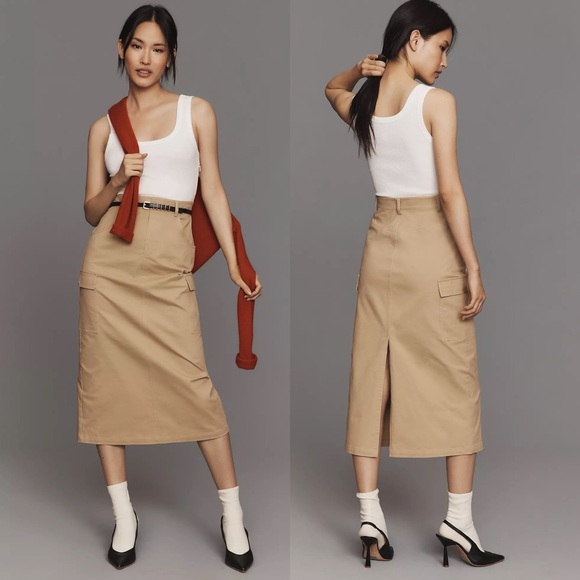 Anthropologie Mare Mare Sleeveless Twofer Cargo Midi Dress - Picture 1 of 13